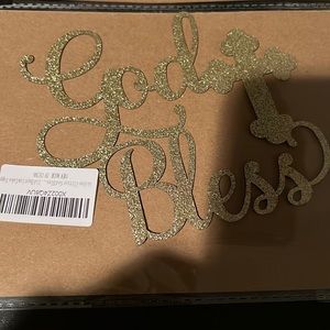 2 Brand New Gold Glitter- God Bless- Crosses- Cake Toppers